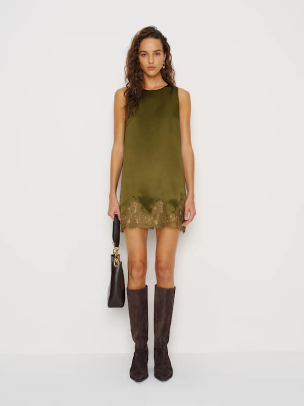 Jessalyn Silk Dress - Moss Garden